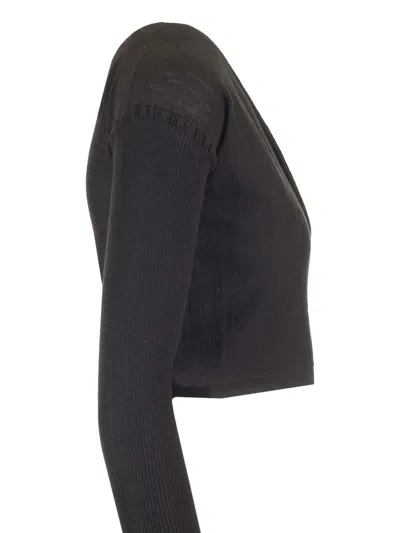 Rick Owens Wrap Top In Wool Knit Jackets Black In Black
