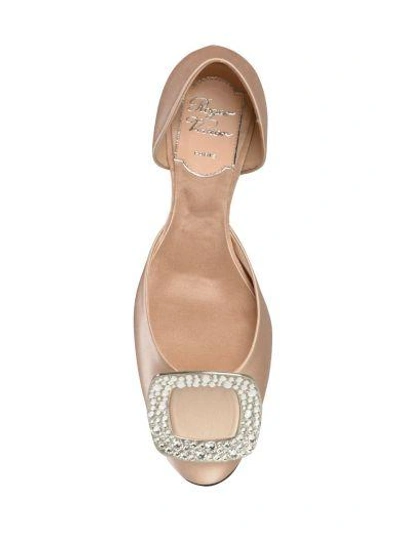 Shop Roger Vivier Chips Buckle Strass Ballerinas In Nude