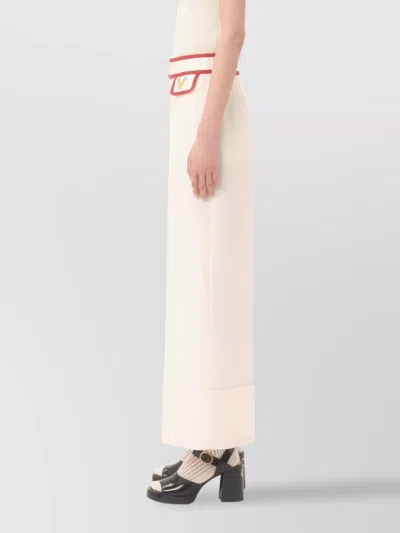 Valentino Ivory Trousers With Gold V In White