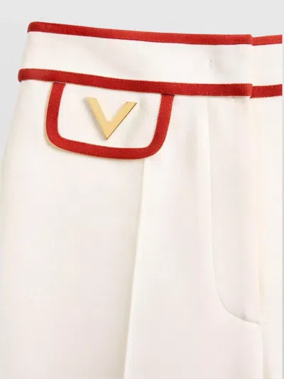 Valentino Ivory Trousers With Gold V In White