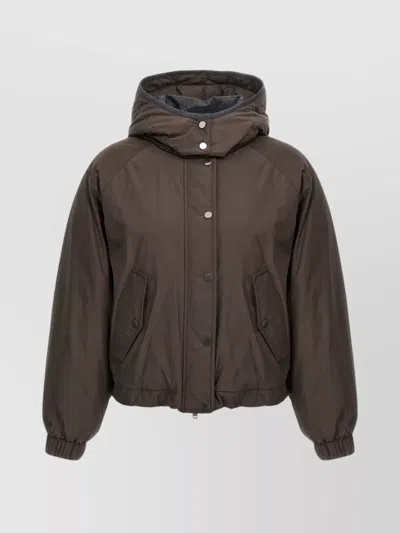 Brunello Cucinelli Short Puffer Jacket With Hood And Pockets