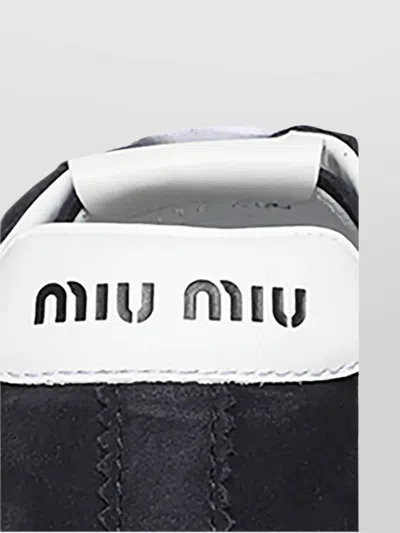 Miu Miu Feather Suede Low-top Sneakers With Rubber Sole