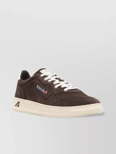 Autry Low-top Suede Sneakers With Rubber Sole And Lace-up Closure In Green