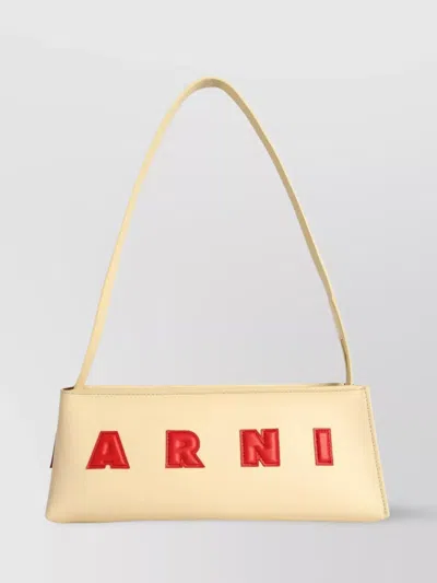 Marni Borsa A Spalla Museo Baguette In Pelle Crema