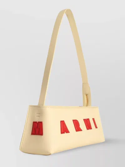 Marni Borsa A Spalla Museo Baguette In Pelle Crema