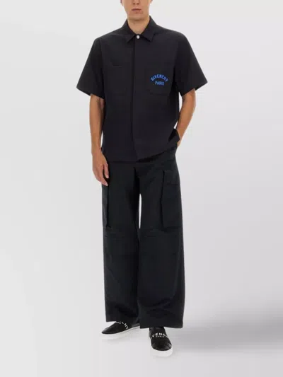 Givenchy Short Sleeves Chest Pockets Shirt In Black