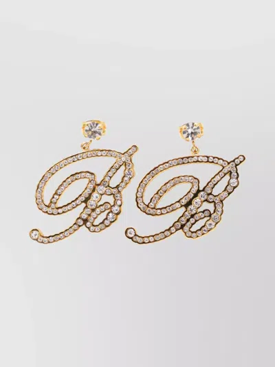 Blumarine Crystal Embellished Dangle Earrings In Gold