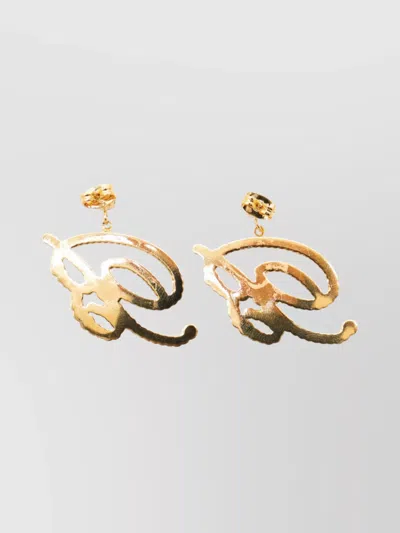 Blumarine Crystal Embellished Dangle Earrings In Gold