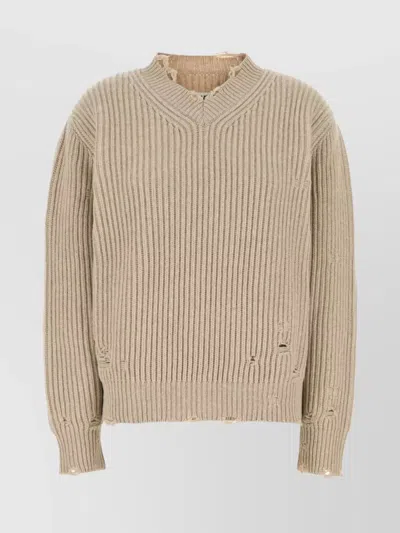 Mm6 Maison Margiela Sand Wool Blend Sweater In Neutral