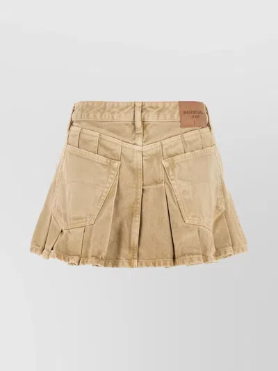 Balenciaga Women Beige Denim Mini Skirt