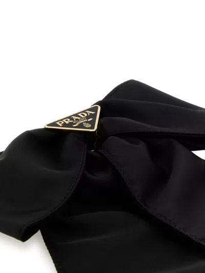 Prada Womens Black Re-nylon Brand-plaque Recycled-nylon Hair Clip In Black