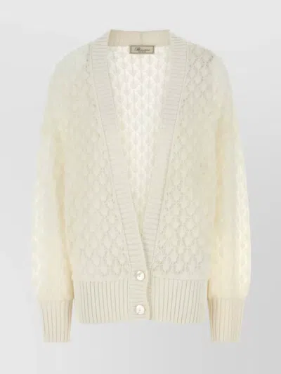 Blumarine Textured Knit Oversize V-neck Cardigan