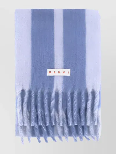 Marni Wool Scarf Striped Pattern In Blue