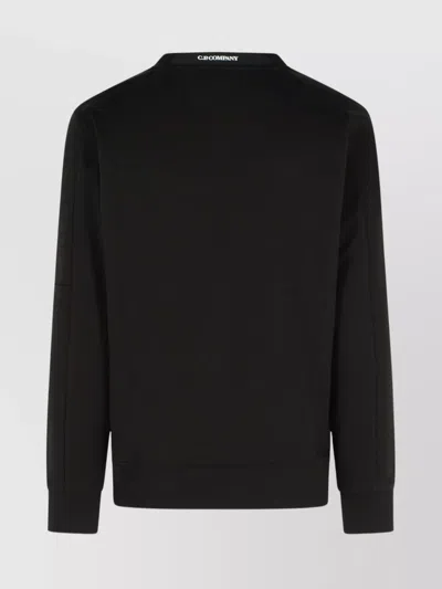 C.p. Company Cp Company Diagonal Raised Fleece Crew Neck Lens Sweatshirt In Black