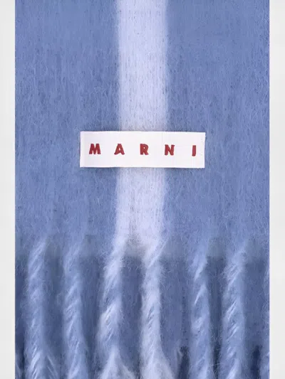 Marni Wool Scarf Striped Pattern In Blue