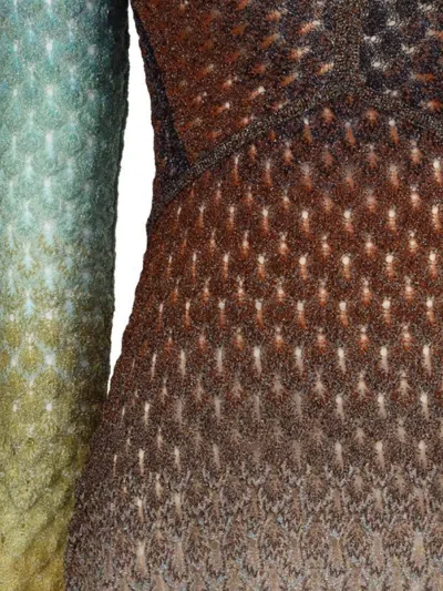 Missoni Plunging Metallic Ombre Knit Long-sleeve Maxi Dress