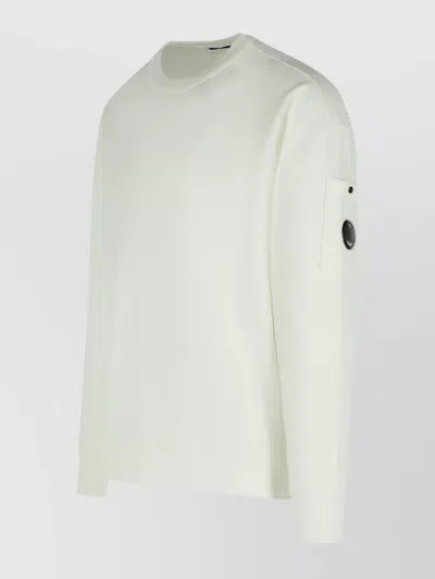 C.p. Company Lens-detail Crew-neck Sweatshirt In White