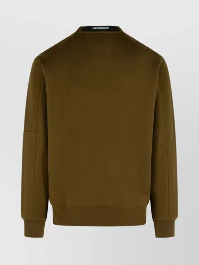 C.p. Company Raised Cotton Sweatshirt Arm Pocket In Brown