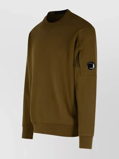C.p. Company Raised Cotton Sweatshirt Arm Pocket In Brown