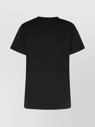 Moncler Black T-shirt With Embroidered Logo On The Front And Logo Patch On The Sleeve In Cotton Woma In Black