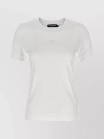 Dolce & Gabbana Embroidered Logo Crew Neck T-shirt In White