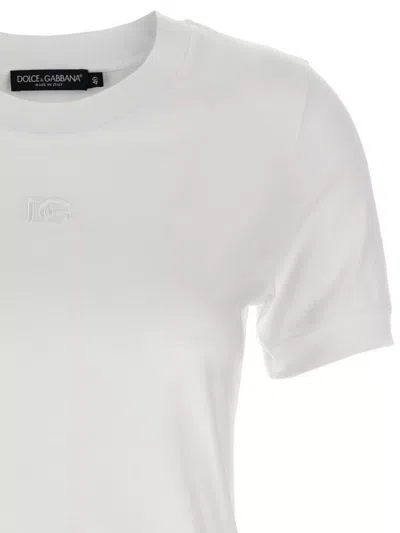 Dolce & Gabbana Embroidered Logo Crew Neck T-shirt In White
