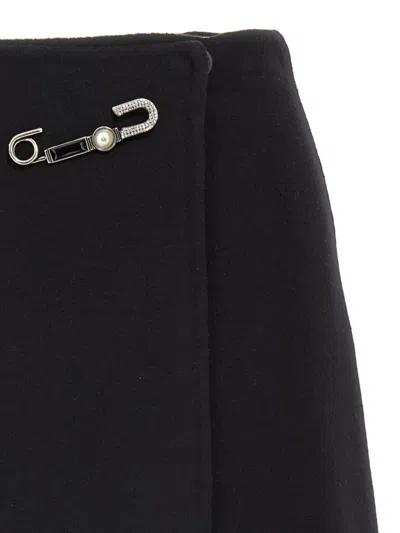 Ermanno Scervino Jewel-embellished Virgin-wool Skirt In Black