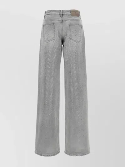 Ermanno Scervino Crystal Embellished Denim Pockets In Gray