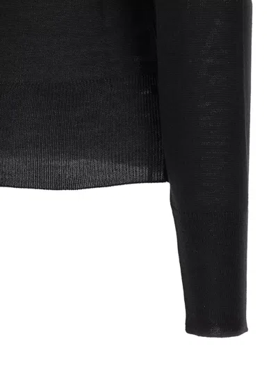 Ermanno Scervino Sheer Turtleneck Lace Sweater With Long Sleeves In Black