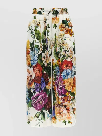 Dolce & Gabbana Multicolor Bouquet Pajama Pants In White