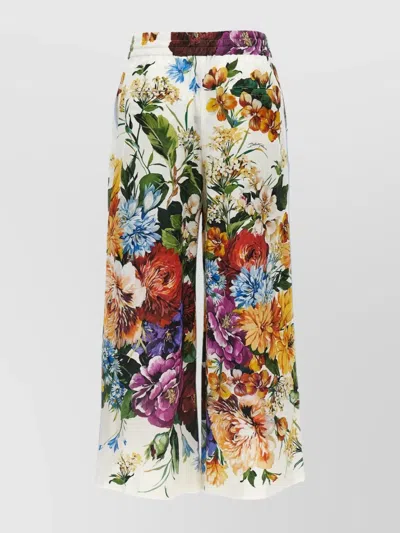 Dolce & Gabbana Multicolor Bouquet Pajama Pants In White