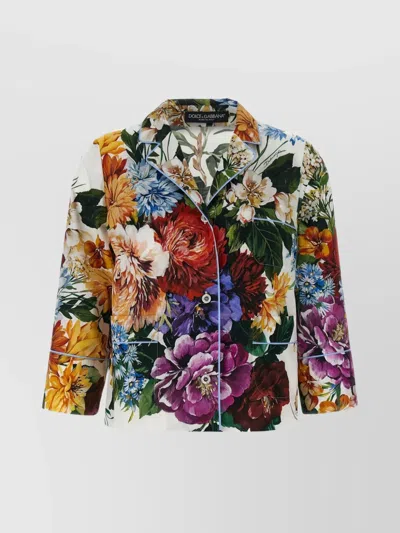 Dolce & Gabbana Floral Pattern Collared Neck Long Sleeves Shirt In Multi