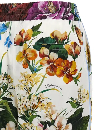Dolce & Gabbana Multicolor Bouquet Pajama Pants In White