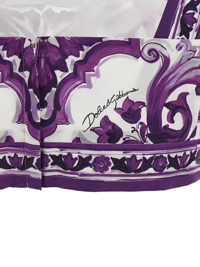 Dolce & Gabbana Women Maiolica Print Poplin Bralette Top In Purple