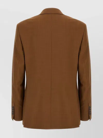 Ami Alexandre Mattiussi Ami Double-breasted Light Wool Twill Blazer In Brown