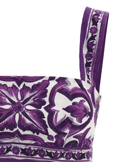 Dolce & Gabbana Women Maiolica Print Poplin Bralette Top In Purple