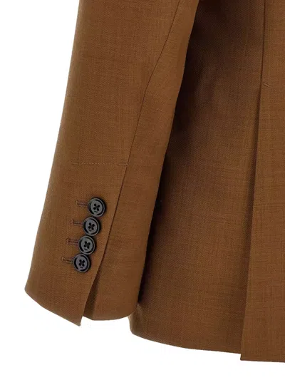 Ami Alexandre Mattiussi Ami Double-breasted Light Wool Twill Blazer In Brown