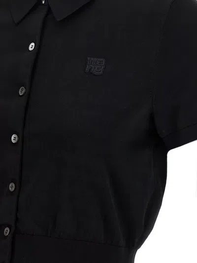 Alexander Wang Patch Logo Polo Shirt In Black