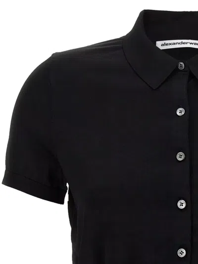 Alexander Wang Patch Logo Polo Shirt In Black