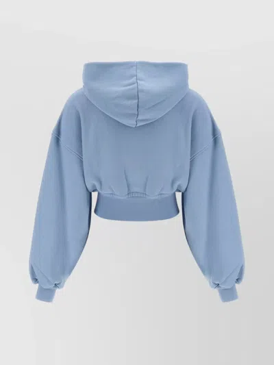Alexander Wang Short Hooded Top Long Sleeves In Blue