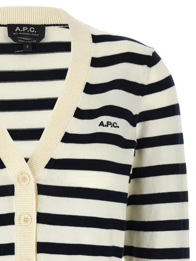 Apc Striped Pattern Knitwear Cardigan With Ribbed Cuffs In Multi