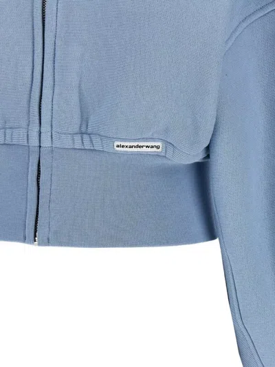 Alexander Wang Short Hooded Top Long Sleeves In Blue