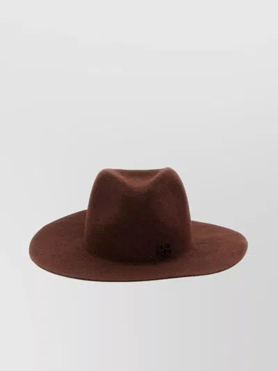 Ruslan Baginskiy Monogram-embellished Fedora Hat With Wide Brim In Brown
