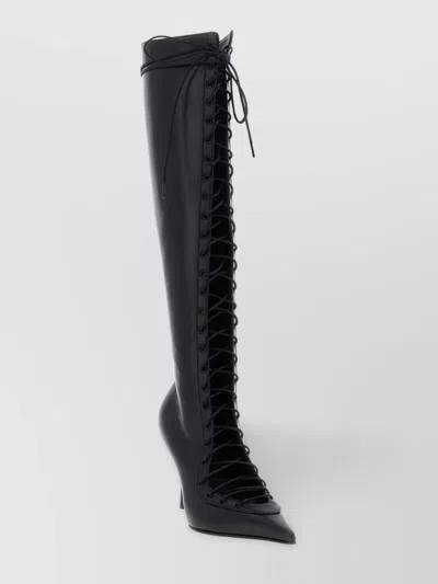 Le Silla Colette Knee Length Pointed Toe Stiletto Boots In Black