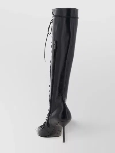 Le Silla Colette Knee Length Pointed Toe Stiletto Boots In Black