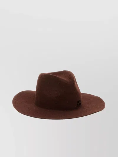 Ruslan Baginskiy Monogram-embellished Fedora Hat With Wide Brim In Brown