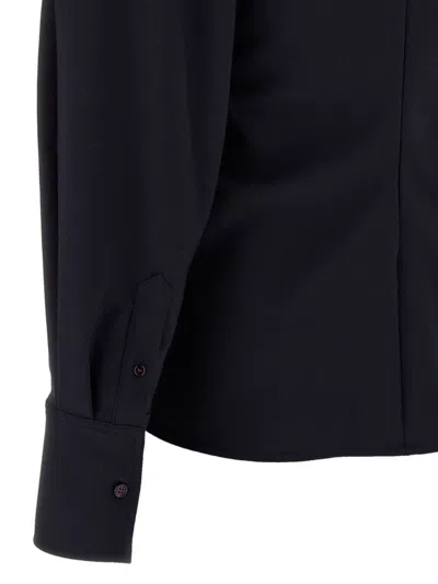 Victoria Beckham Womens Navy Twisted-neckline Textured Stretch-woven Blouse In Blue
