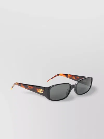 Casablanca Bold Rectangular Frame Sunglasses With Tortoiseshell Accents In Black