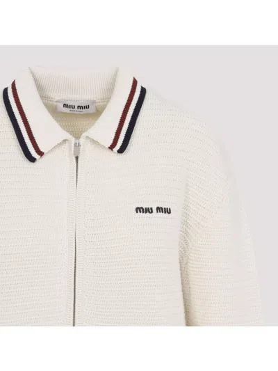 Miu Miu Cotton Cardigan Stripes Detail