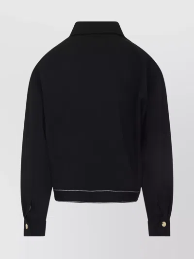 Casablanca Cropped Wool Jacket With Classic Collar In Black